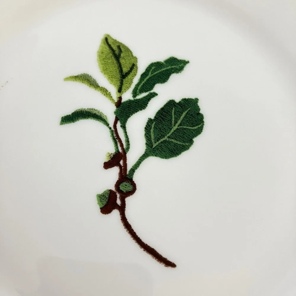 Acorn Berry Plates Set of Four from Crate & Barrel Fine Bone China RARE xmas S/4